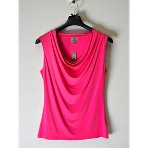 NWT Worthington Hot Pink Cowl Neck Sleeveless Top Size M Barbiecore
